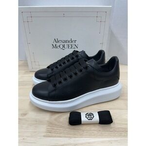 Alexander McQueen Oversized Leather Sneakers Women's 38 US 8 Black Shoes - NEW